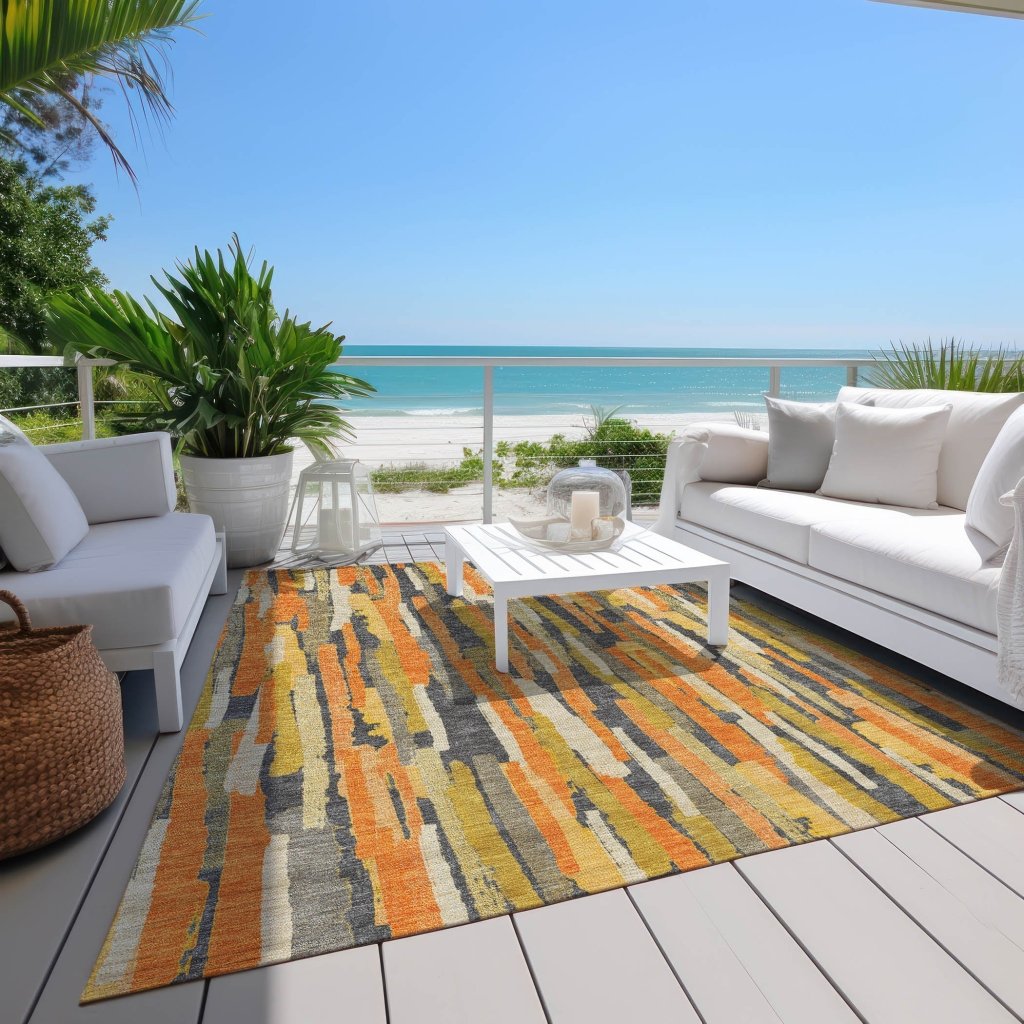 LOOMLAN Rugs Dunae Orange Washable Indoor-Outdoor Rug
