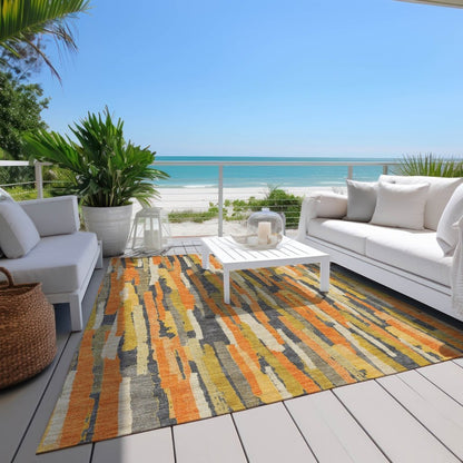 LOOMLAN Rugs Dunae Orange Washable Indoor-Outdoor Rug