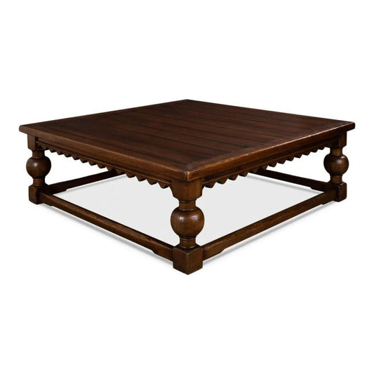 Sarreid Durand Coffee Table Square Solid Wood Dark Brown