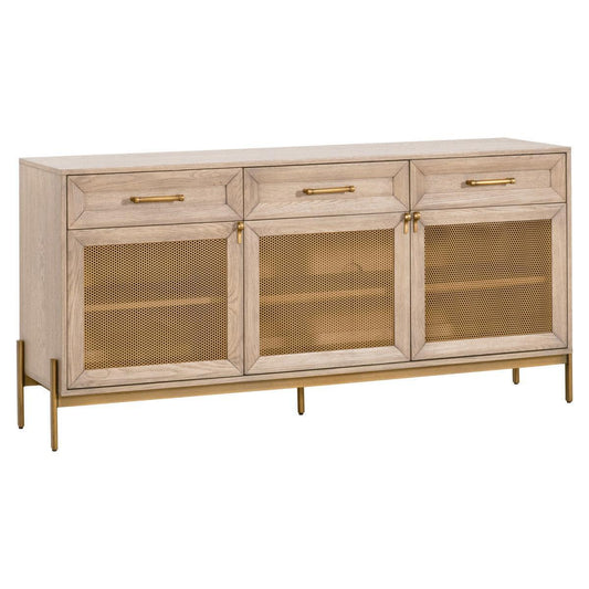 Dwell Media Sideboard Solid Wood - Sideboards and Things Accents_Brass, Accents_Gold, Accents_Natural, Brand_Essentials For Living, Color_Natural, DINING, Features_Brass Overlay, Features_Cord Management, Features_With Drawers, Finish_Brass, Finish_Natural, Legs Material_Metal, Materials_Brass, Product Type_Sideboard, Width_60-70, Wood Species_Oak