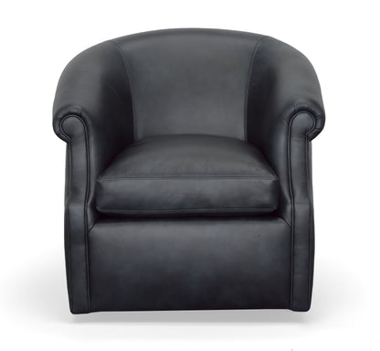 Black Leather Swivel Club Chair Seattle