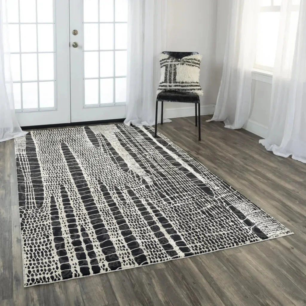 Dish Abstract Black Kitchen Hallway Runner Rug -- black