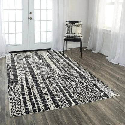 Dish Abstract Black Kitchen Hallway Runner Rug -- black