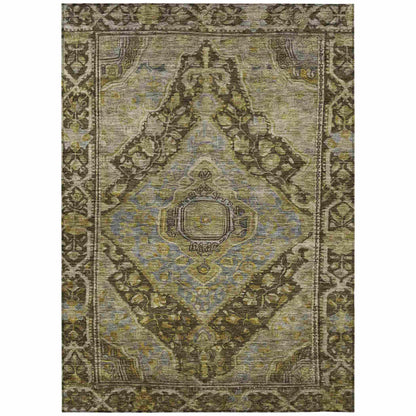 Kaelanor Brown Washable Indoor-Outdoor Rug