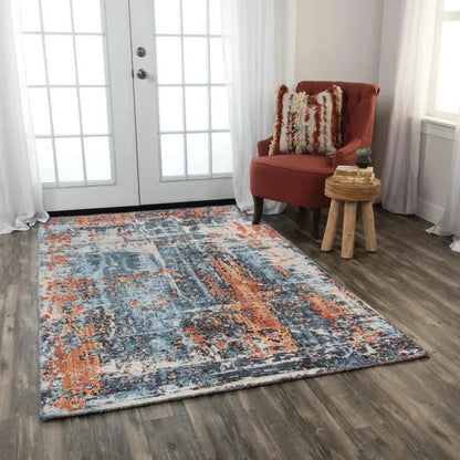 Devo Abstract Blue Large Area Rugs For Living Room -- blue