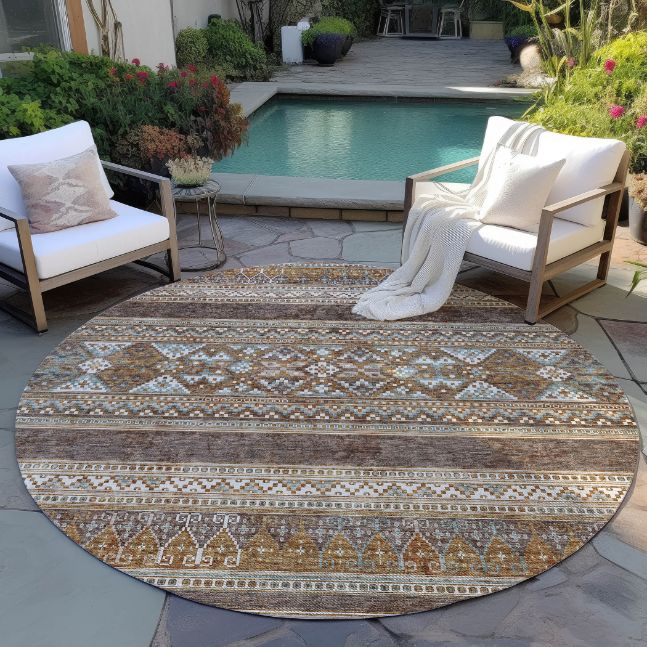 Southwest Brown Washable Indoor-Outdoor Rug -- brown