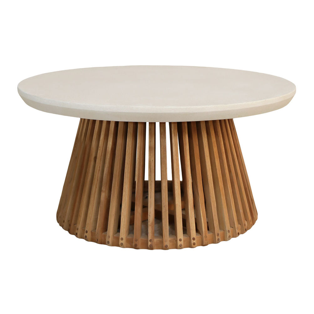 Azure 31" Cement Top Round White Outdoor Coffee Table