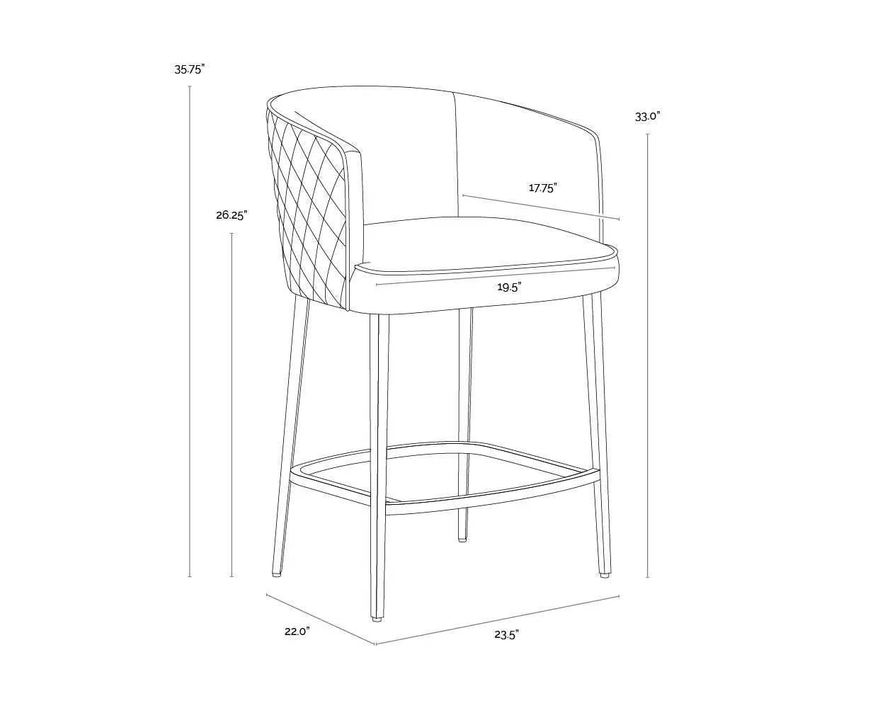 Cornella Fabric Upholstered Counter Stool