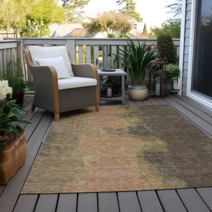 Iriion Brown Washable Indoor-Outdoor Rug -- brown