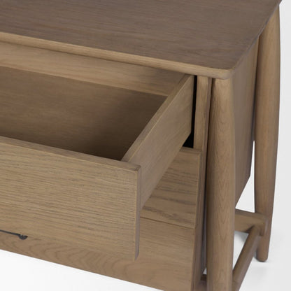 Hollis 35"W Gray-Brown Wood 3-Drawer Closed Nightstand -- Brown