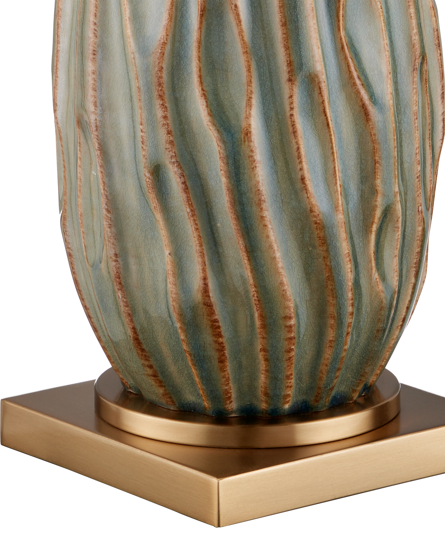 Water-Borne Ceramic and Metal Brown Table Lamp