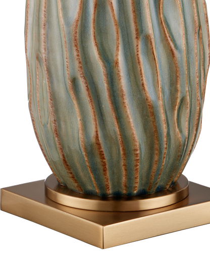 Water-Borne Ceramic and Metal Brown Table Lamp