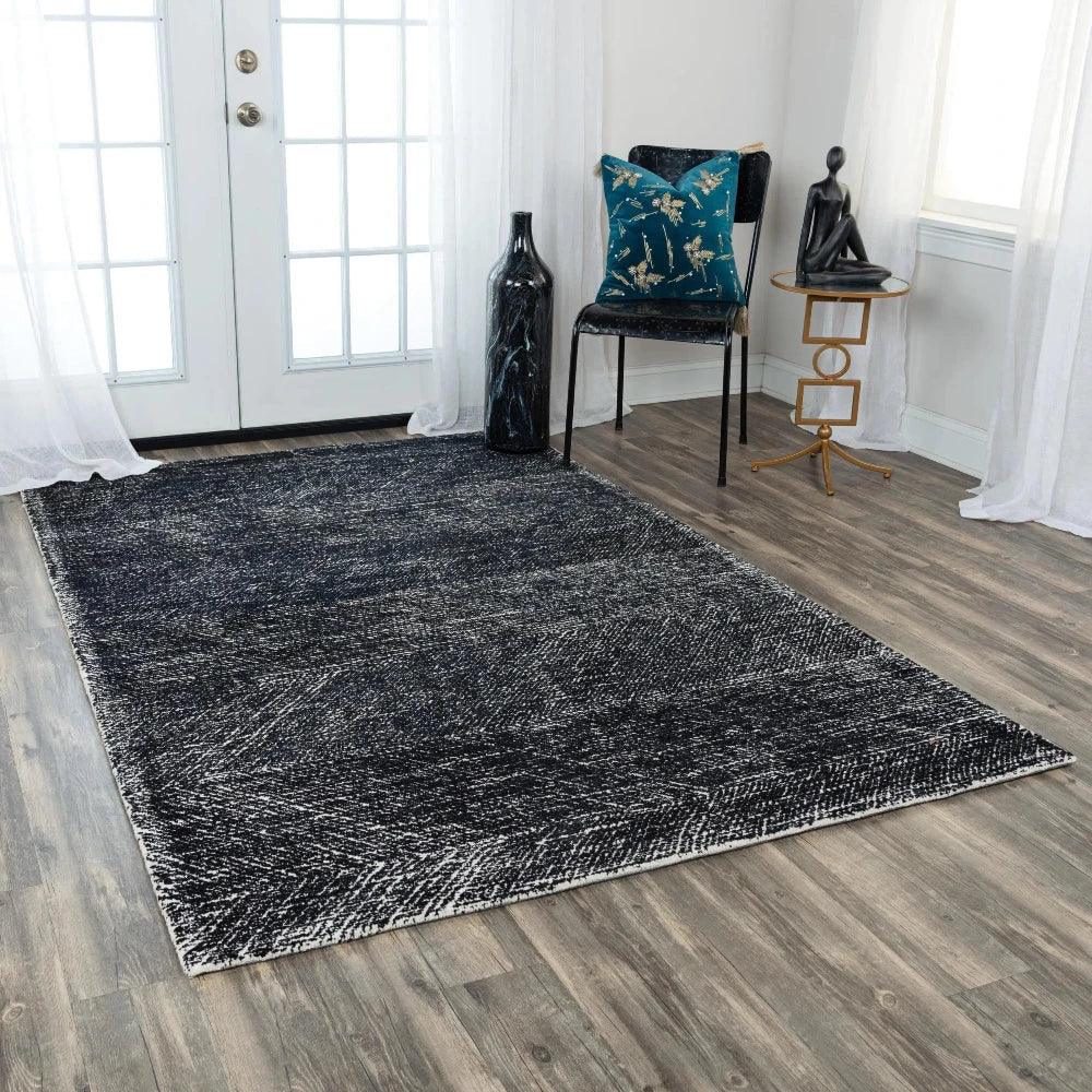 Caca Chevron Black Area Rugs For Living Room -- black