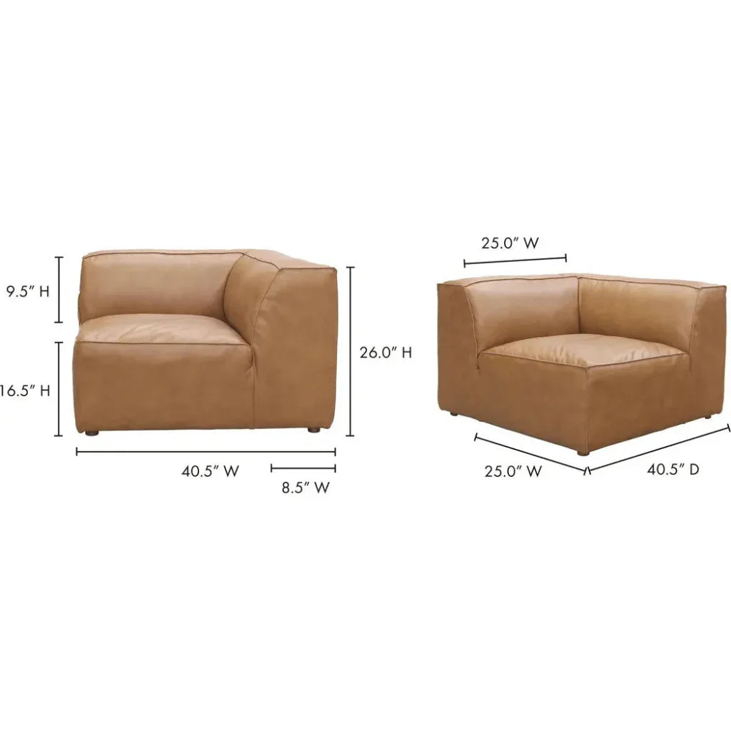 Form Tan Modular Leather Corner Chair Modular Component -- view 8