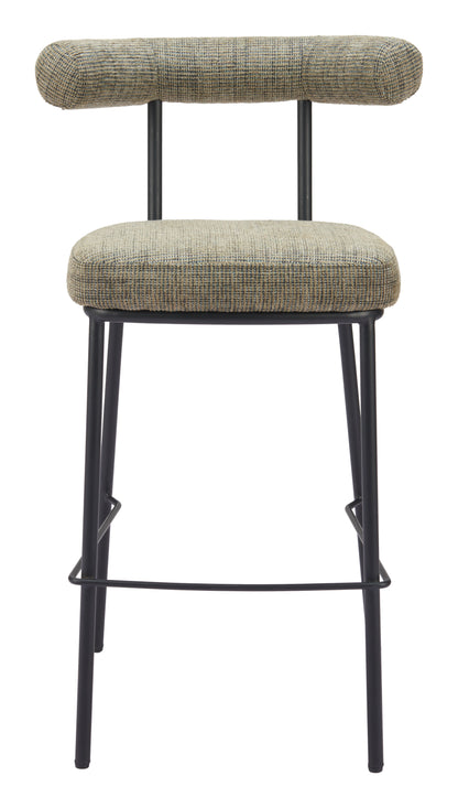 Kede Steel Green Tweed Barstool