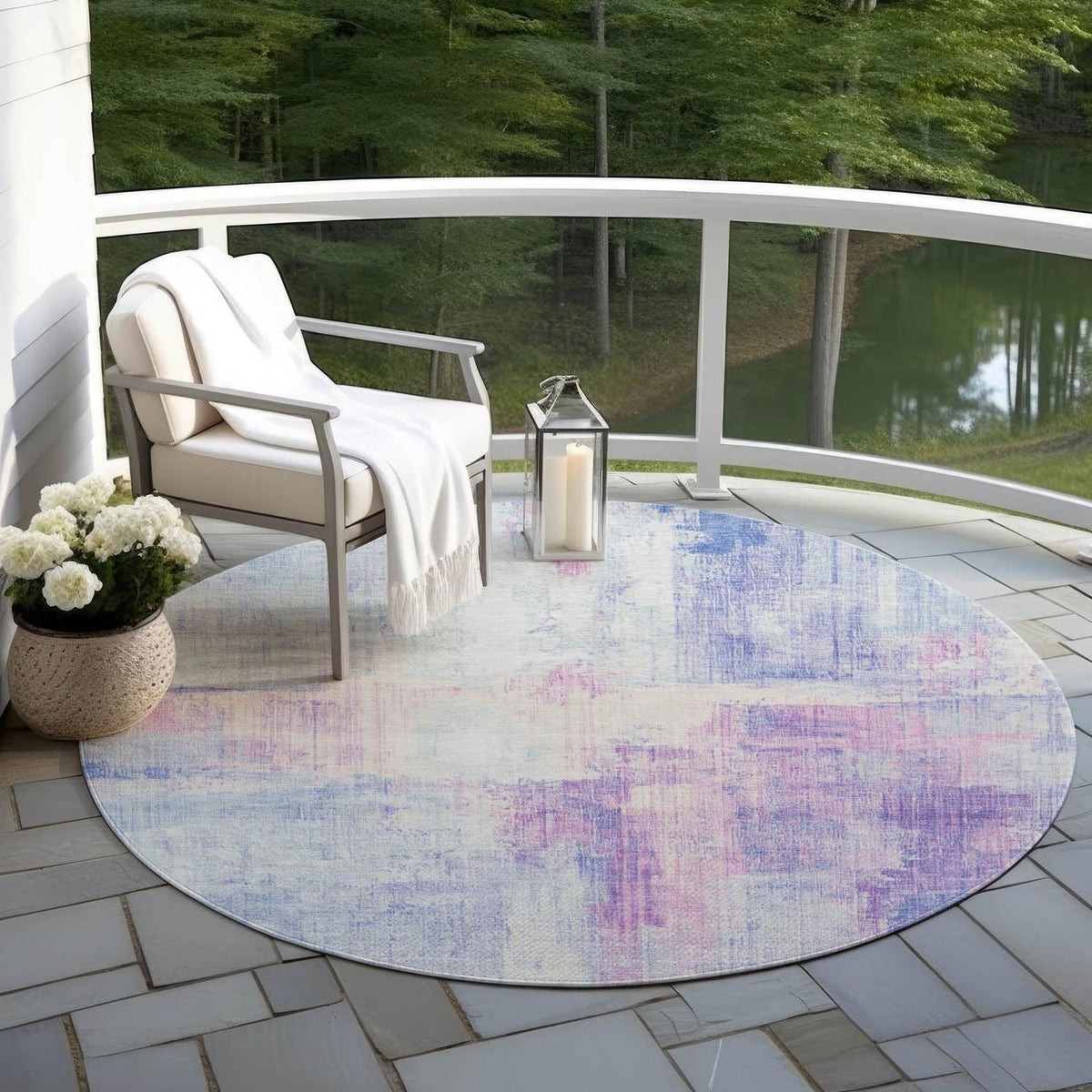 Jaelor Blue Washable Indoor-Outdoor Rug