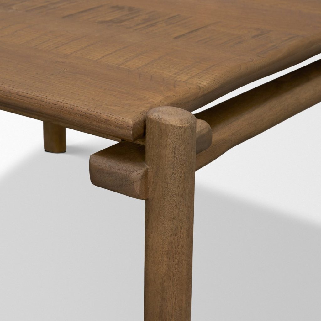 Riven 28" Square Oak Wood Side Table -- Brown