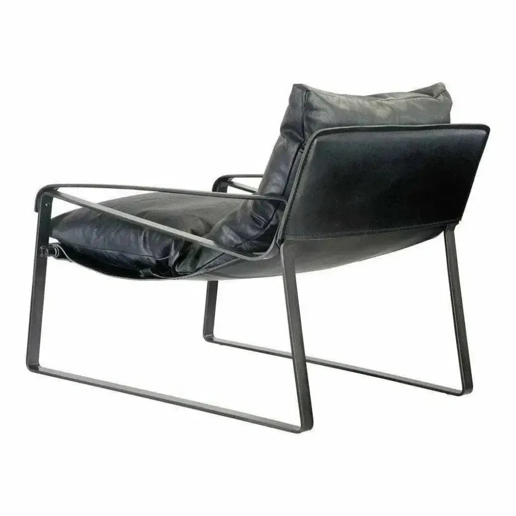 Connor Onyx Black Leather Slipper Chair -- view 5