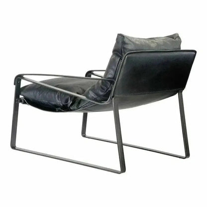 Connor Onyx Black Leather Slipper Chair -- view 5