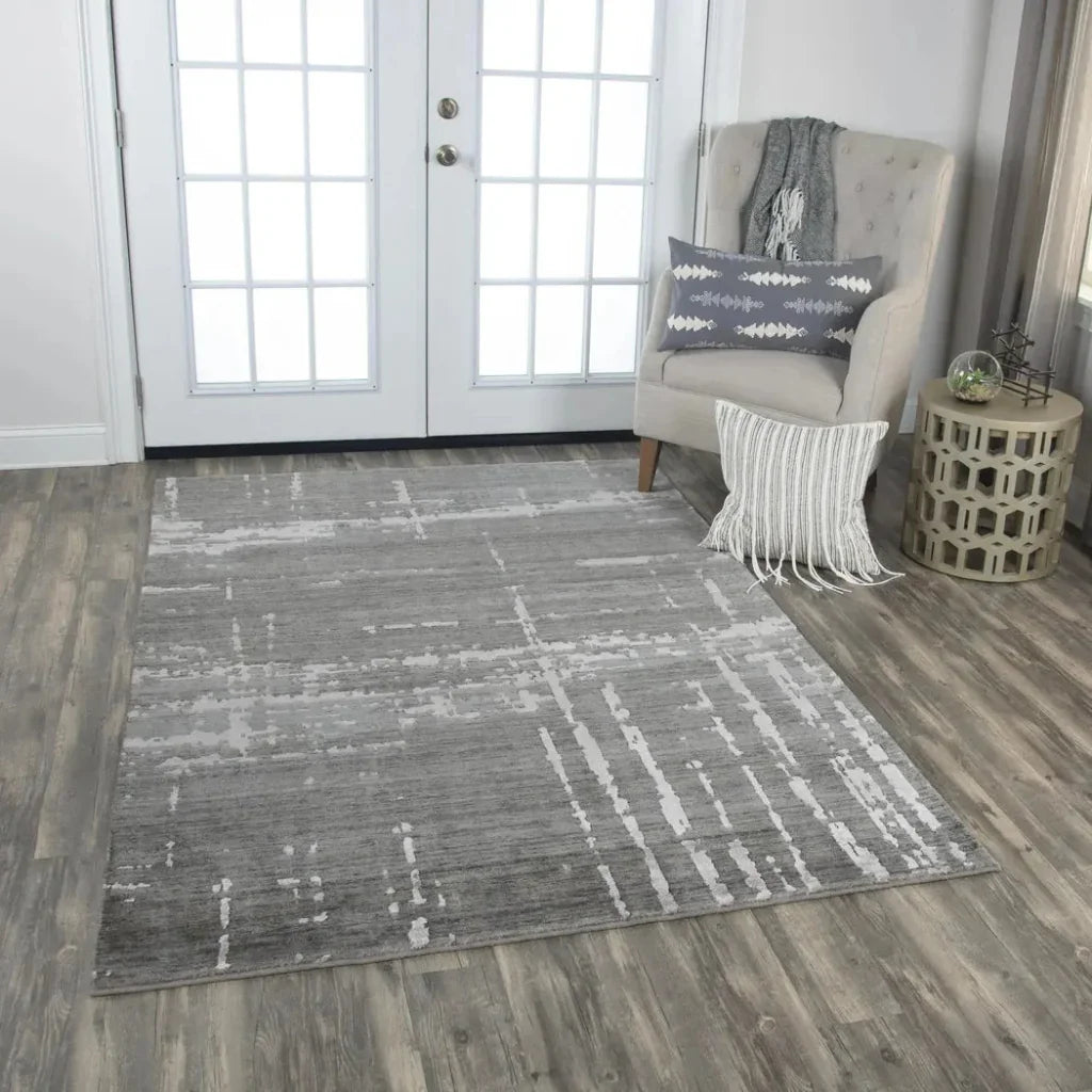 Baum Abstract Gray Large Area Rugs For Living Room -- gray