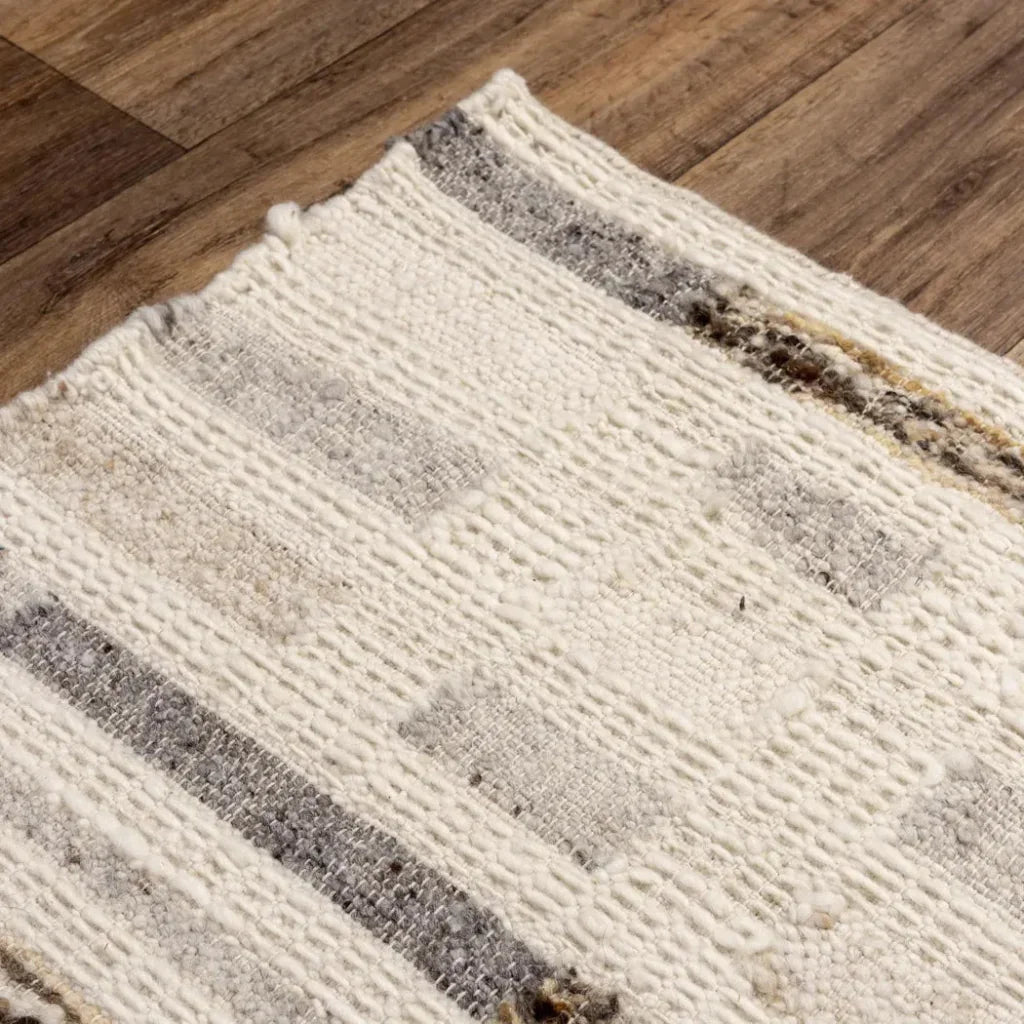 Chef Stripe Silver Area Rugs For Living Room -- silver