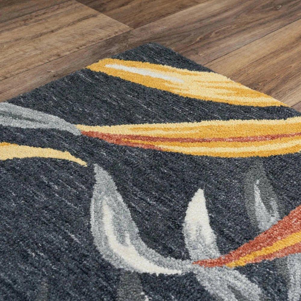 Clun Floral Charcoal Area Rugs For Living Room -- charcoal