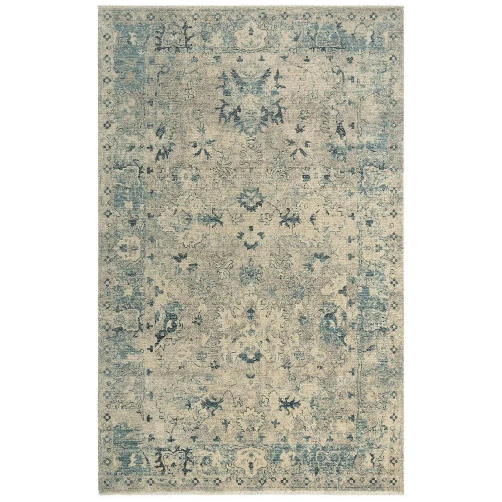 Auda Floral Beige/ Blue Large Area Rugs For Living Room