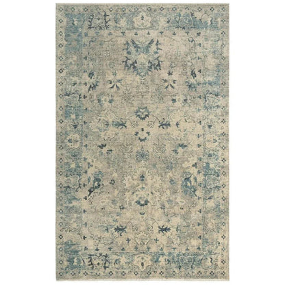 Auda Floral Beige/ Blue Large Area Rugs For Living Room