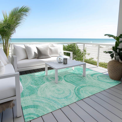 Jaelain Teal Washable Indoor-Outdoor Rug -- teal