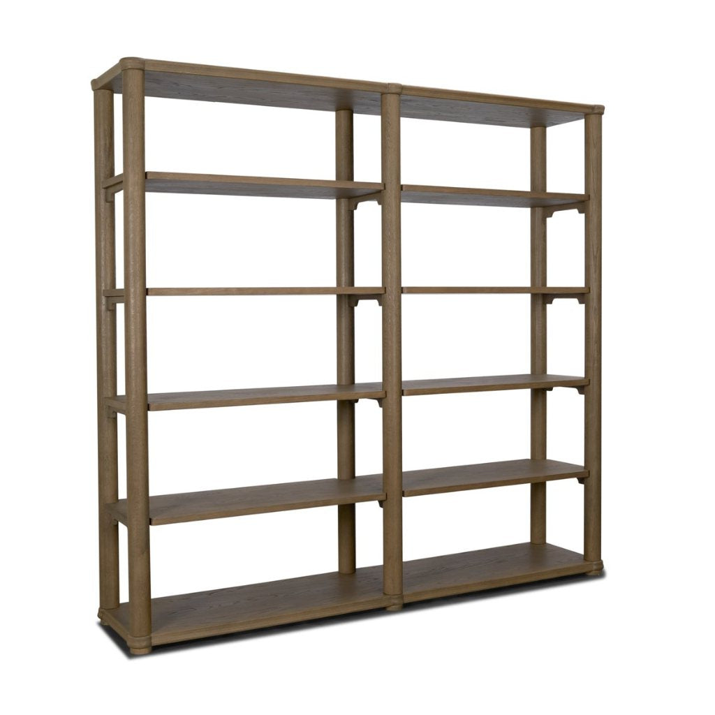 Alden 84.5" Medium Brown Solid Wood 5-Shelf Open Shelving Un