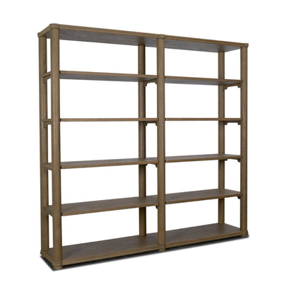 Alden 84.5" Medium Brown Solid Wood 5-Shelf Open Shelving Un