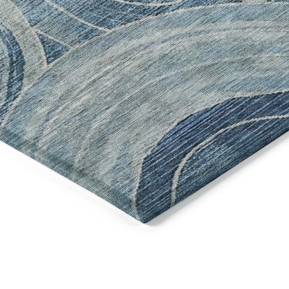 Jaelain Blue Washable Indoor-Outdoor Rug