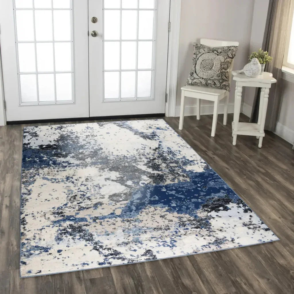 Conf Abstract Blue Kitchen Hallway Runner Rug -- blue