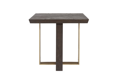 Lars Side Table With Antique Brass And Wood Finish