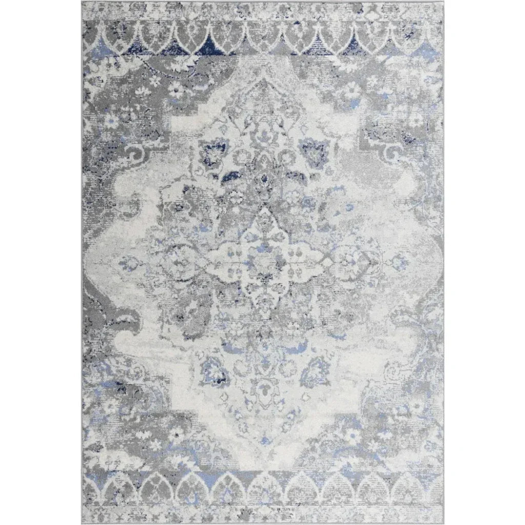 Damm Medallion Gray Kitchen Hallway Runner Rug