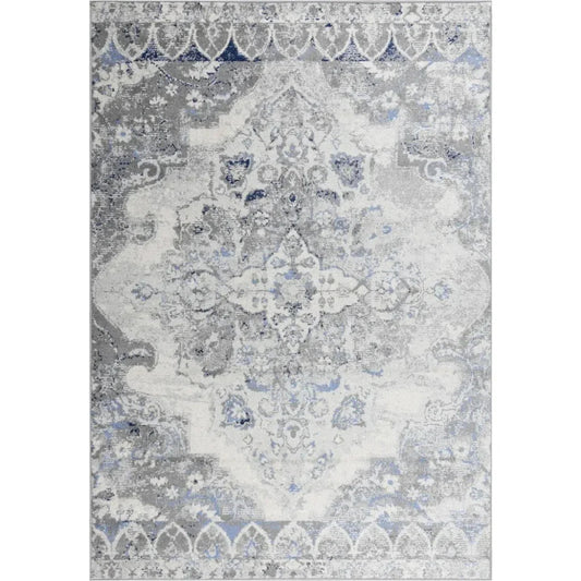 Damm Medallion Gray Kitchen Hallway Runner Rug
