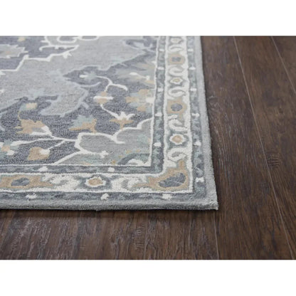 Axel Central Medallion Gray Large Area Rugs -- gray