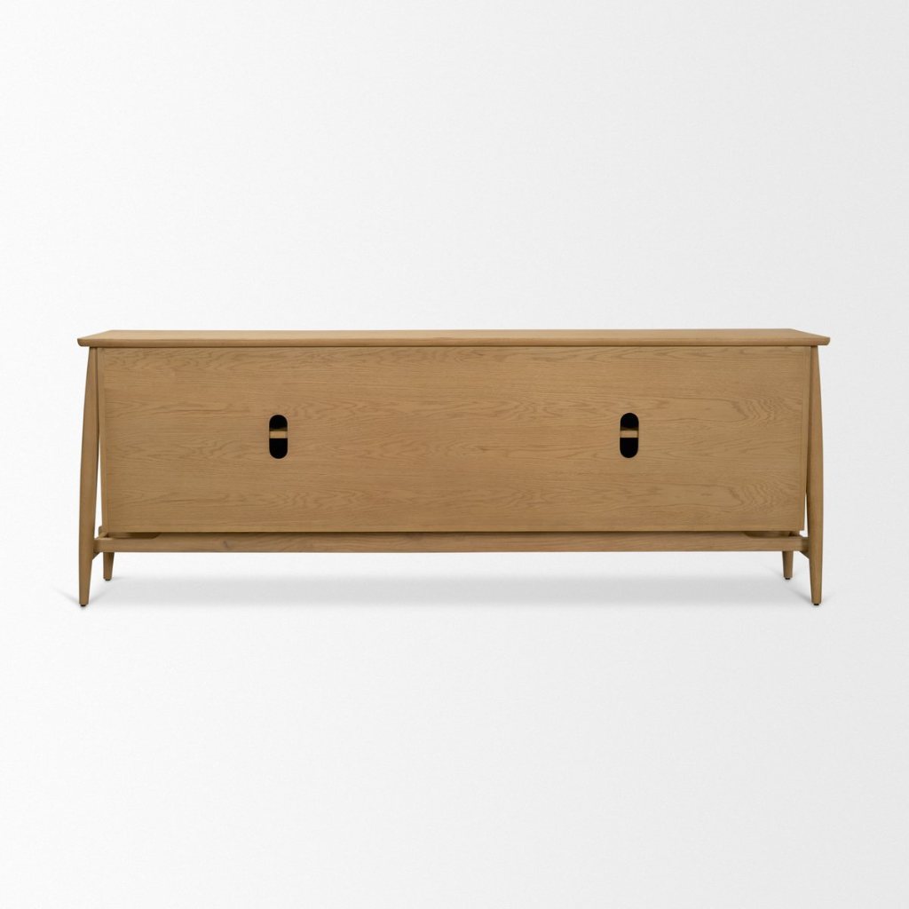 Hollis 84"W Warm Brown Wood 4-Door Closed Sideboard -- Light Brown