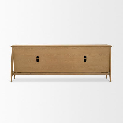 Hollis 84"W Warm Brown Wood 4-Door Closed Sideboard -- Light Brown