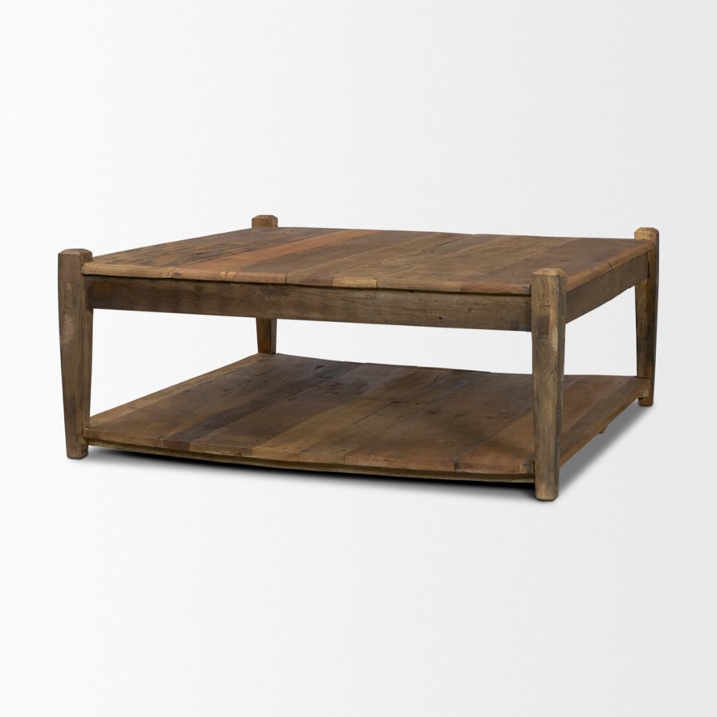 Ashwick 44" Dark Brown Reclaimed Wood Square Coffee Table -- Dark Brown