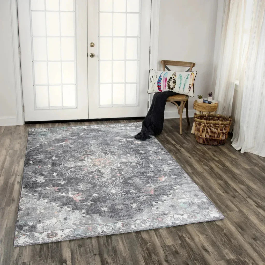 Chur Medallion Gray Kitchen Hallway Runner Rug -- gray
