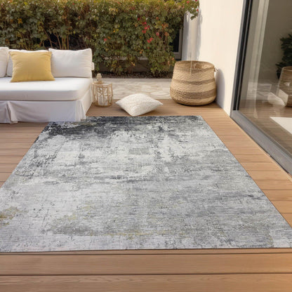 Kaelira Gray Washable Indoor-Outdoor Rug -- gray