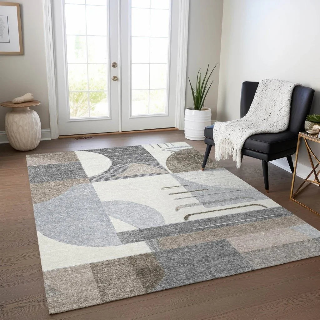 Daeira Brown Washable Indoor-Outdoor Rug -- brown