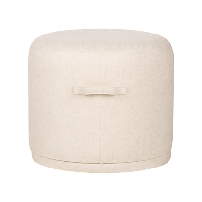 Ellery Cream Fabric Round Ottoman
