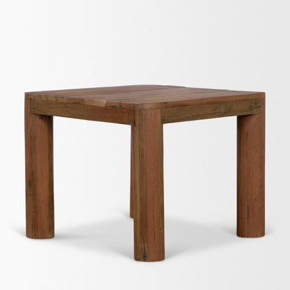 Hewitt 24" Square Smooth Reclaimed Wood Side Table -- Brown
