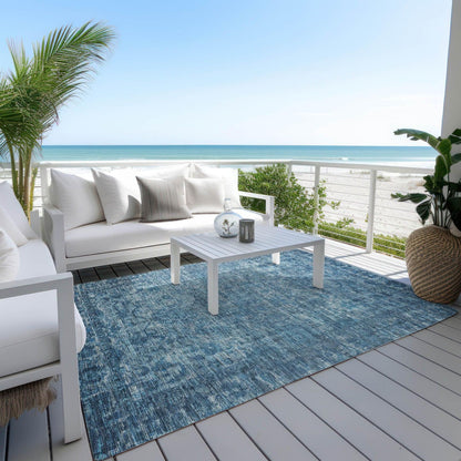 Iriira Blue Washable Indoor-Outdoor Rug -- blue