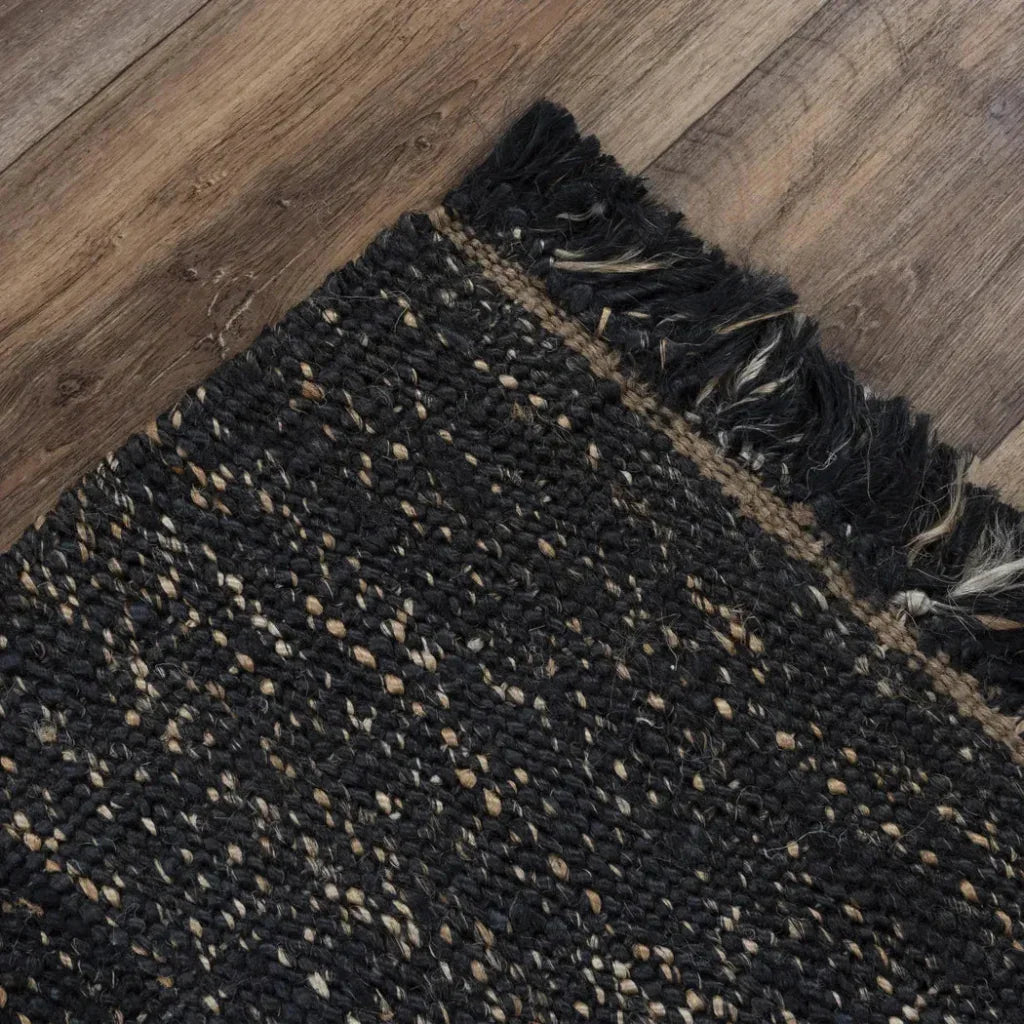 Arai Black Jute Rug For Living Room -- black
