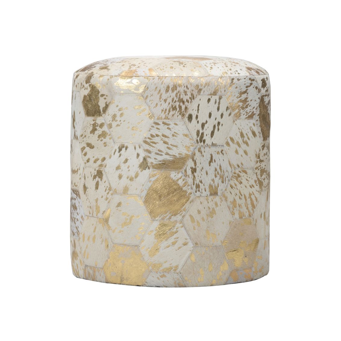 Lux Handmade Hexagon Design Gold Pouf