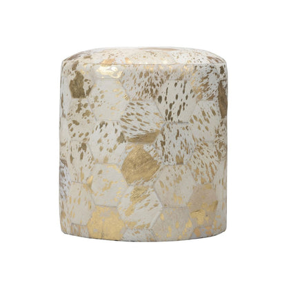 Lux Handmade Hexagon Design Gold Pouf