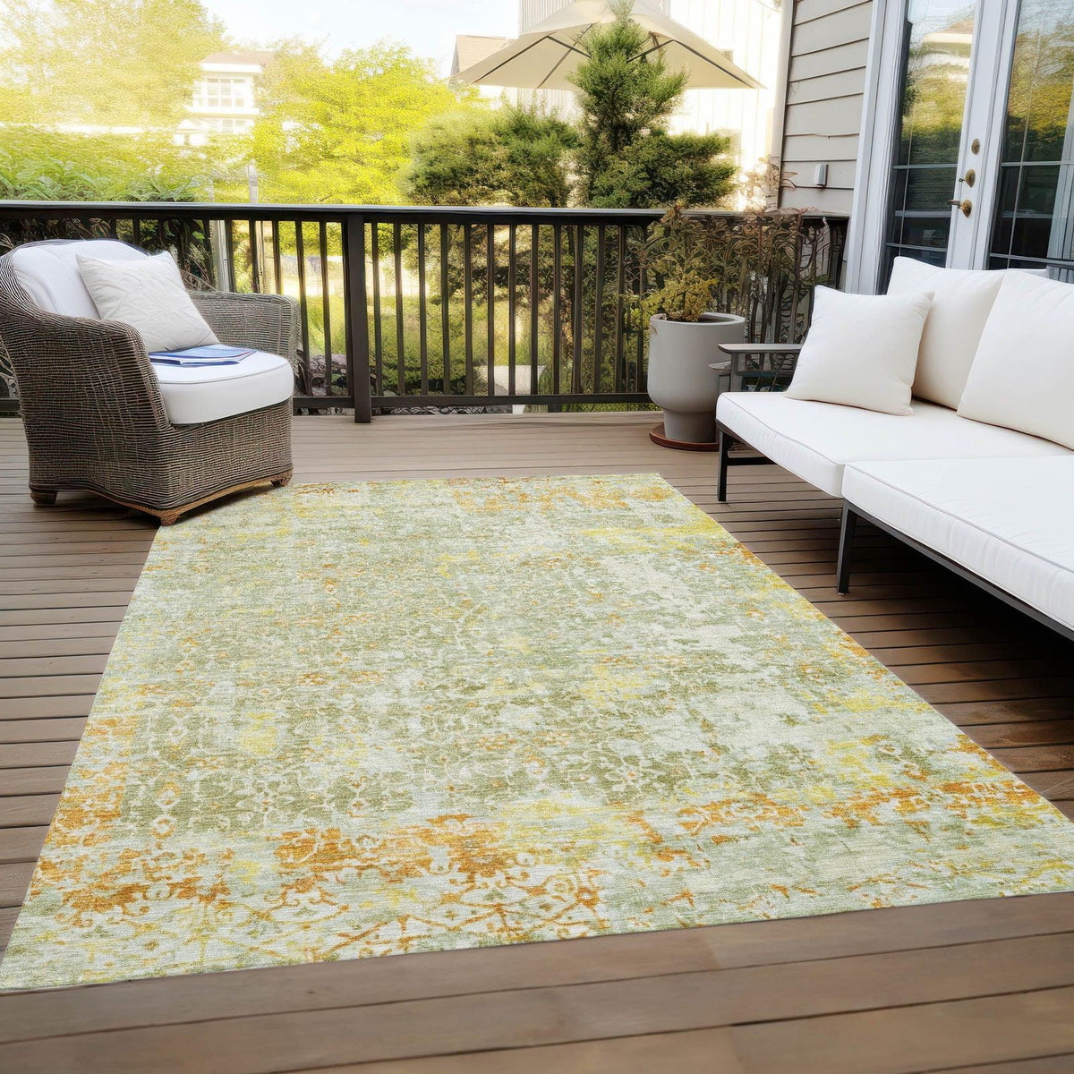 Jaelara Green Washable Indoor-Outdoor Rug